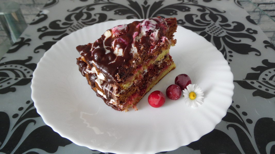 Торт «Вишнёвое удовольствие» - коржи пышные без соды