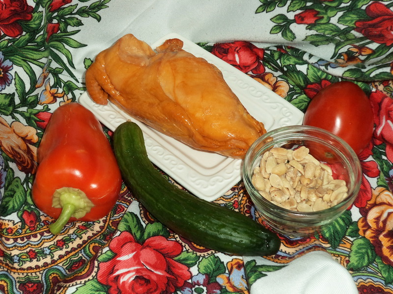 Салат «7 минут» - Приятно удивил вкусовым сочетанием копченой курицы и арахиса